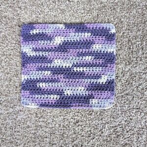 Handmade Crocheted Washcloth Dishcloth Purple Haze Lavender White Cotton‎ Blend